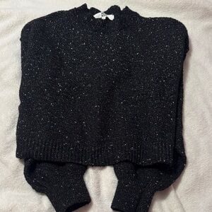 Elegant Black Speckled Turtleneck Sweater